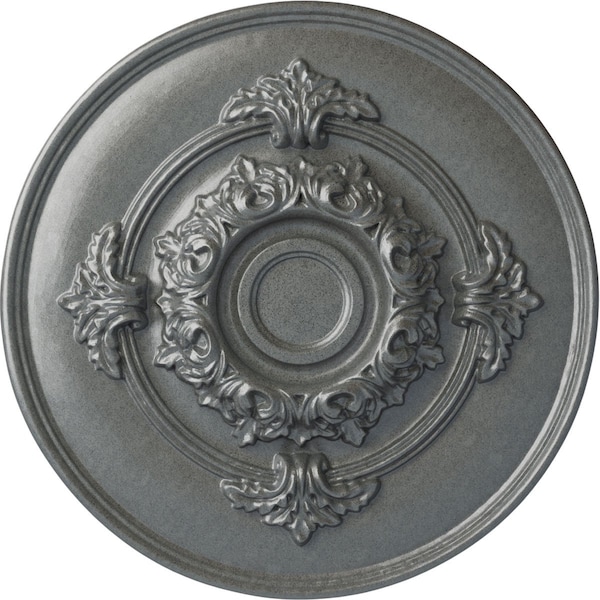 Ekena Millwork Monique Ceiling Medallion (Fits Canopies up to 3 3/4"), Hand-Painted Platinum, 13 3/4"OD x 1"P CM13MOPLS - main